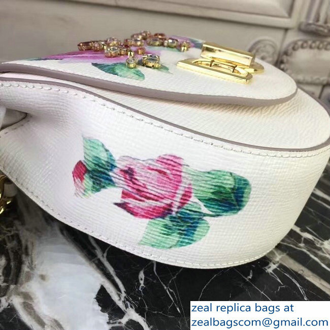 Dolce  &  Gabbana DG Wifi Saddle Shoulder Bag Flower Print White 2018